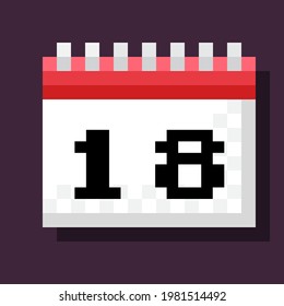 Kalender Pixel Kunst. Website-Flachsymbol. Symbolkalender. Vektorgrafik. Vektorpixelkunstkalender einzeln.