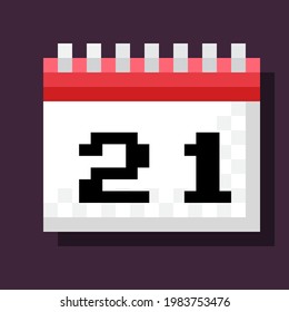 Imagen de píxel de calendario. Icono plano de sitio web. Calendario de iconos. Ilustración vectorial. Caricatura aislada del calendario de arte de píxeles vectores.