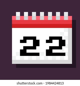 Kalender Pixel Kunst. Website-Flachsymbol. Symbolkalender. Vektorgrafik. Vektorpixelkunstkalender einzeln.