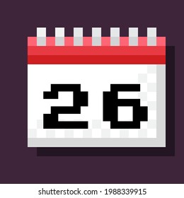 Calendar pixel art. Vector illustration.