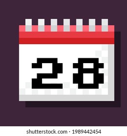 Kalender Pixel Kunst. Website-Flachsymbol. Symbolkalender. Vektorgrafik. Vektorpixelkunstkalender einzeln.