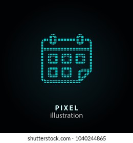 Calendar - pixel icon. Vector Illustration. Design logo element. Isolated on black background. It is easy to change to any color.