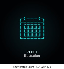 Calendar - pixel icon. Vector Illustration. Design logo element. Isolated on black background. It is easy to change to any color.