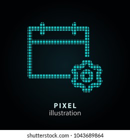Calendar - pixel icon. Vector Illustration. Design logo element. Isolated on black background. It is easy to change to any color.