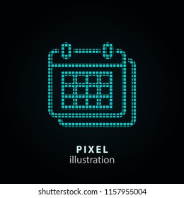 Calendar - pixel icon. Vector Illustration. Design logo element. Isolated on black background. It is easy to change to any color.
