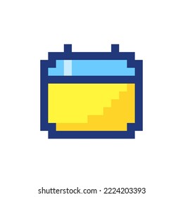 Calendar pixelated RGB color ui icon. Reminder application. Scheduling experience. Simplistic filled 8bit graphic element. Retro style design for arcade, video game art. Editable vector isolated image