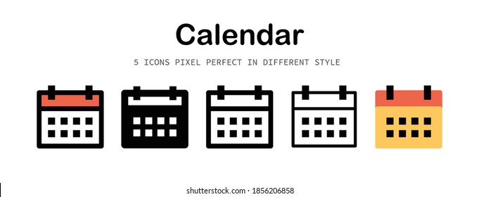 Calendar pixel-perfect icon for design work such as website, application, infographic, book, magazine, presentation, poster, screen printing.