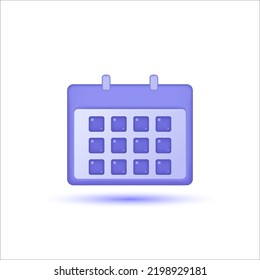 Calendar plan 3d icon. Planning concept. Plan 3D icon vector render illustration.