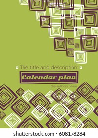 Calendar plan cover graphic layout. Modern abstract vector background template with geometric elements. Best for business, studying, educational, design and decoration in clean minimal style.