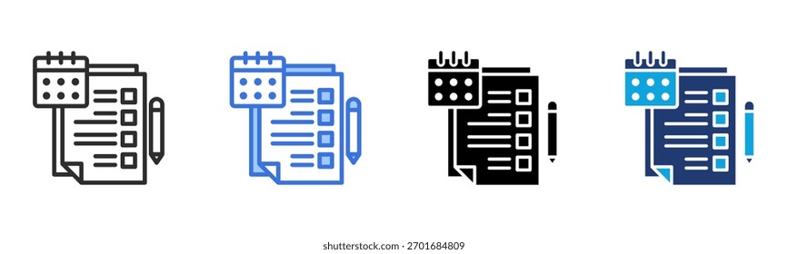 Calendar Plan icon Multi Style Vector Illustration