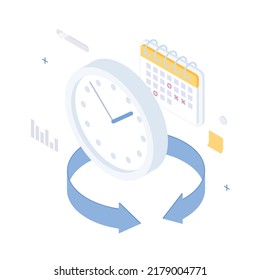 Calendar, plan, presentation, infographic, schedule. Isometric vector illustration flat design isolated. 