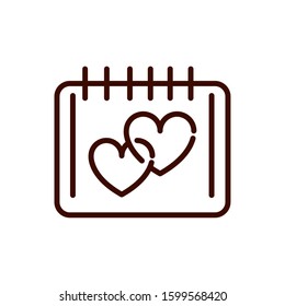 calendar plan reminder date love heart romantic passion related icon vector illustration thick line