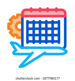 Calendar Plane Icon Vector. Outline Calendar Plane Sign. Isolated Contour Symbol Illustration