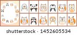 Calendar, planer, notebook. Cute animals vector set.