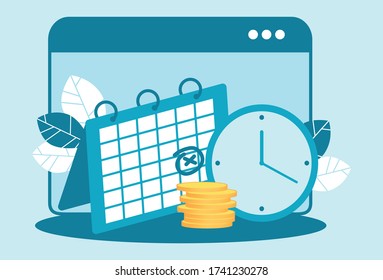 Calendar planing business plan time managment business target background vector illustration.