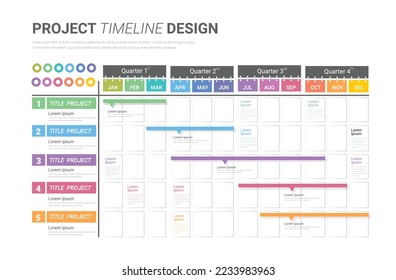 Calendar planner for 12 months or timeline chart. Concept of schedule or timetable  year. Flat vector illustration for business appointment, event or task planning, scheduling