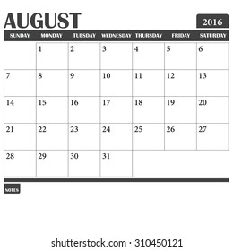 Calendar Planner 2015 in August