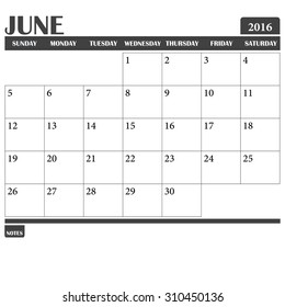 Calendar Planner 2015 in June