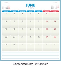 Calendar planner 2015 template week starts monday