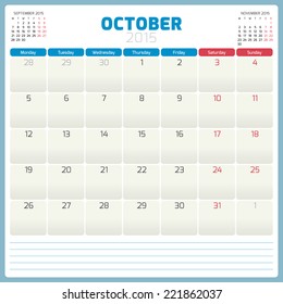 Calendar planner 2015 template week starts monday
