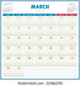 Calendar planner 2015 template week starts monday