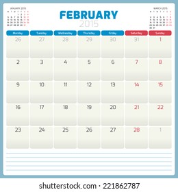 Calendar planner 2015 template week starts monday