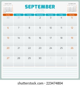 Calendar planner 2015 template week starts sunday