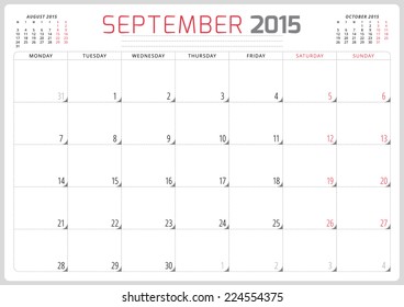 Calendar planner 2015 template week starts monday