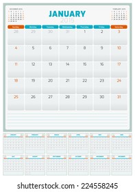 Calendar planner 2015 template week starts sunday