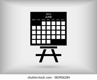 Calendar Planner 2016 in the month of JUNE. Design Template with Place for Photos and Notes. Week Starts Monday.