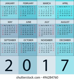 Calendar Planner 2017 Year.