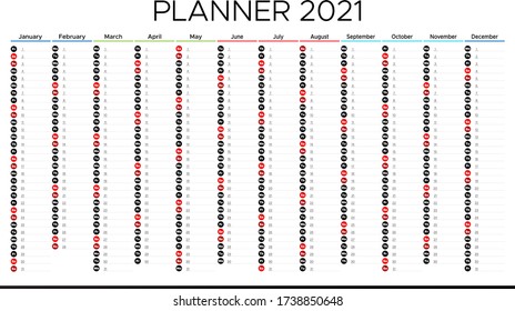 Calendar planner 2021 year. Annual Planner 2021.