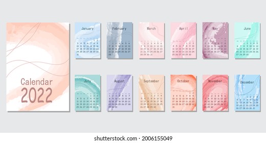 Calendar or planner 2022 template with abstract background. Week start On Monday, planner, stationery, wall calendar. Vector illustration