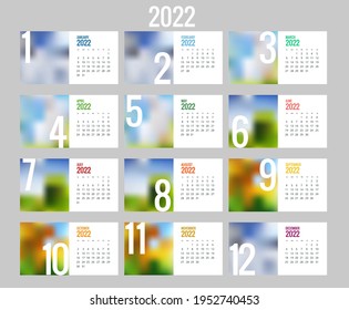 Calendar Planner for 2022. Calendar template for 2022. Stationery Design Print Template with Place for Photo, Your Logo and Text. Corporate and business calendar.