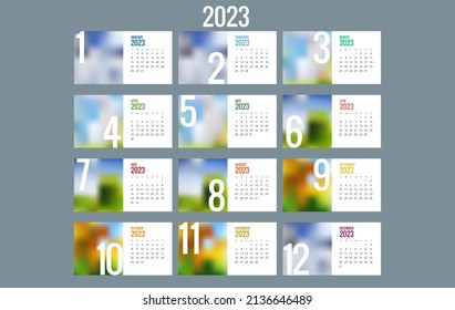 Calendar Planner for 2023. Calendar template for 2023. Stationery Design Print Template. Week Starts on Sunday.
