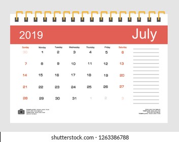 Calendar Planner Design. Monthly scheduler. Week starts on Sunday. Vector illustrator. 
