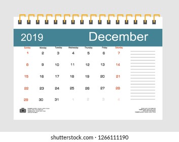 Calendar Planner Design. Monthly scheduler. Week starts on Sunday. Vector illustrator. 