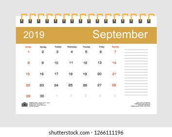 Calendar Planner Design. Monthly scheduler. Week starts on Sunday. Vector illustrator. 