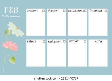 Calendar planner of different months of the year with floral background.