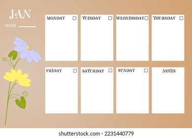 Planificador del calendario de diferentes meses del año con fondo floral.