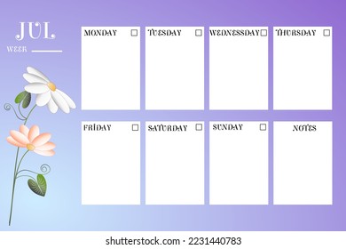 Planificador del calendario de diferentes meses del año con fondo floral.