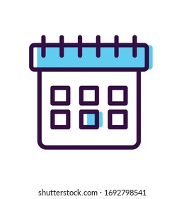 icono del planificador de calendario sobre fondo blanco, estilo de color de línea, ilustración vectorial