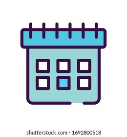icono del planificador de calendario sobre fondo blanco, estilo de color de línea, ilustración vectorial