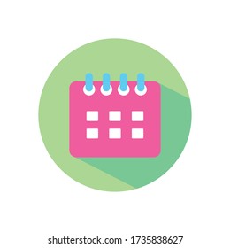 calendar planner icon over white background, block flat style, vector illustration