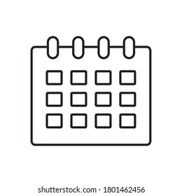 calendar planner icon over white background, line style, vector illustration