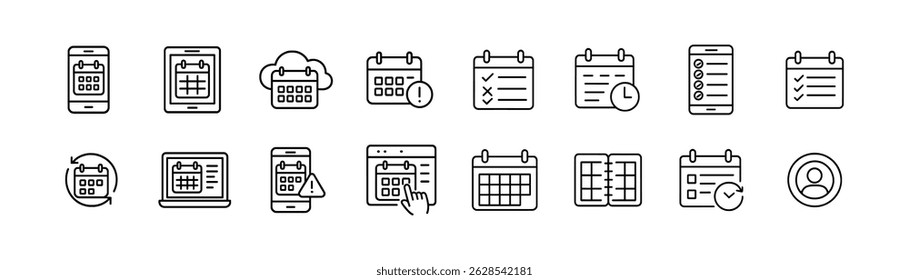 Kalender, Planer-Symbolsatz - Gliederung, Zeitplan, Symbole der Aufgabenverwaltung