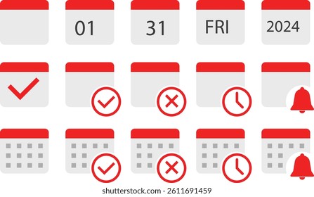 Calendar planner icon set. Calendar template design. planner page templates with calendar. Calendar with check mark