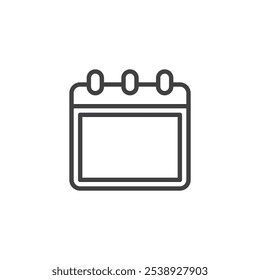 Icono de línea del planificador de calendario. signo de estilo lineal para el concepto móvil y el Diseño web. Icono de Vector de contorno de página de calendario en blanco. Símbolo del organizador, ilustración del logotipo. Gráficos de Vector