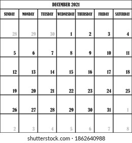 CALENDAR PLANNER MONTH DECEMBER 2021 ON TRANSPARENT BACKGROUND DESIGNER CUT