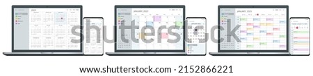 Calendar Planner Organization Management. Digital Electronic Calendar Event Appointment On Screen